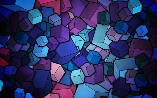 Обои на рабочий стол Кубики холодных цветов