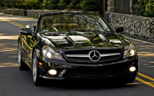 Обои на рабочий стол Черный Mercedes SL600