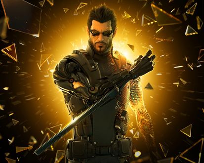 Обои на рабочий стол Главный герой из игры Деус Экс: Хюман Революшен / Deus Ex: Human Revolution