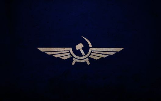 Обои на рабочий стол Логотип Аэрофлота на синем фоне