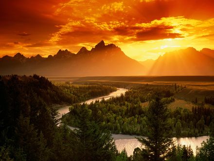 Обои на рабочий стол Река Snake в Национальном парке 'Grand Teton' , штат Вайоминг, США