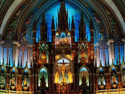 Обои на рабочий стол Базилика собора Нотр-Дам де Монреаль / Basilique Notre-Dame de Montr&;al, провинция Квебек, Канада