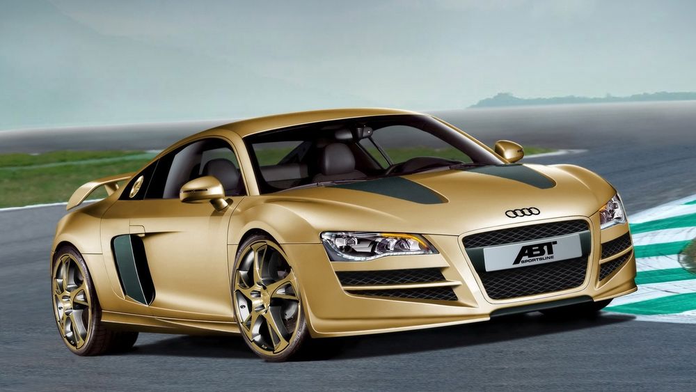 Обои для рабочего стола Audi R8 золотого цвета 