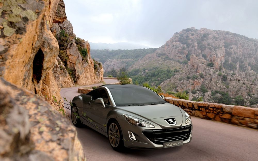 Обои для рабочего стола Peugeot RCZ на серпантине