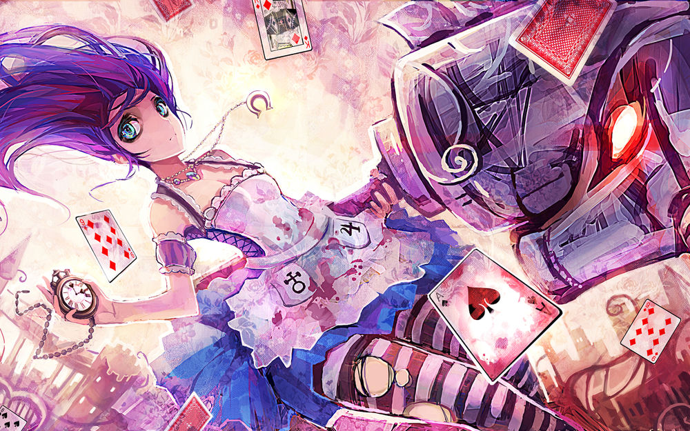 Обои для рабочего стола Alice / Алиса из сказки Alice in Wonderland / Алиса в Стране чудес падает в никуда