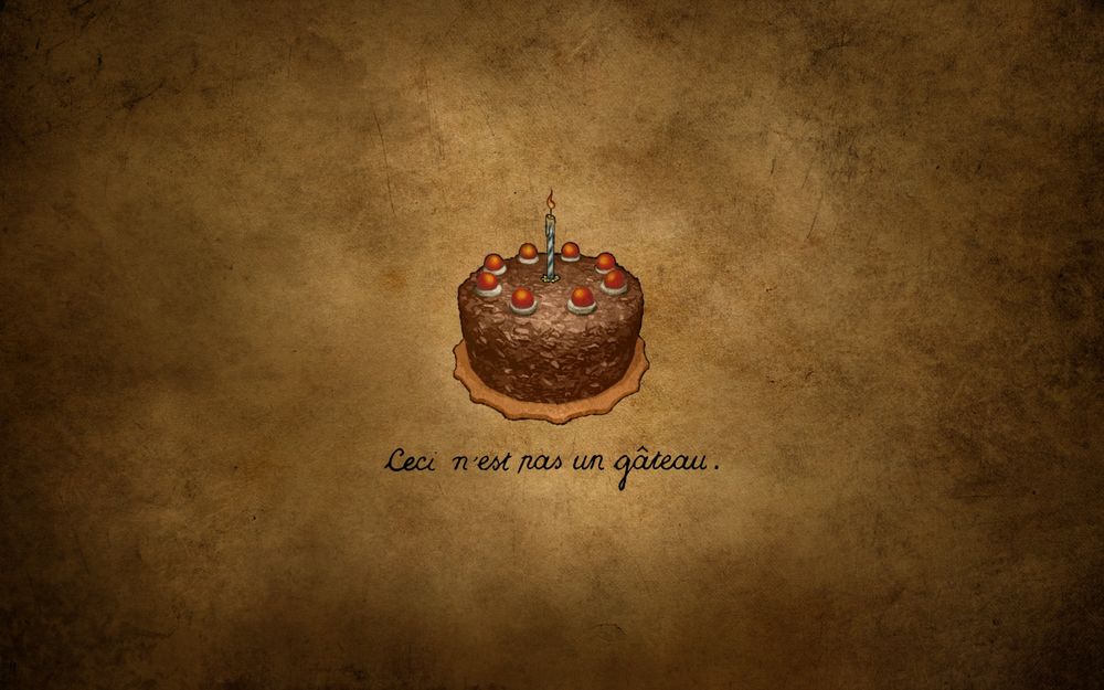 Обои для рабочего стола Именинный шоколадный торт с одной свечкой (Ceci n'est pas un gateau)