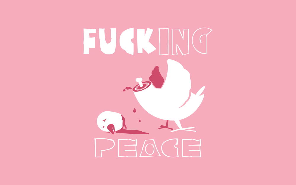 Обои для рабочего стола Векторная графика: обезглавленная птица (fucking peace)