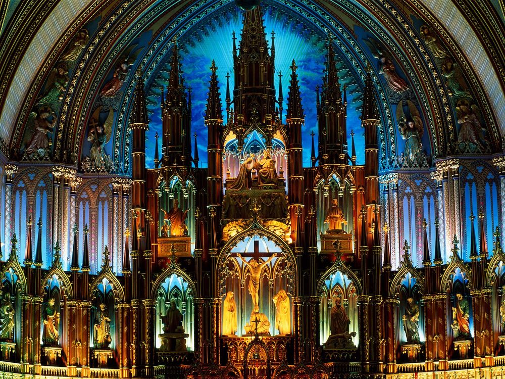 Обои для рабочего стола Базилика собора Нотр-Дам де Монреаль / Basilique Notre-Dame de Montr&;al, провинция Квебек, Канада