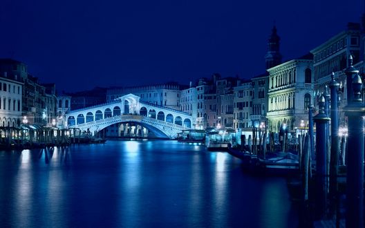 Обои на рабочий стол Мост Риальто / Ponte di Rialto, Гранд канал / Canal Grande, Венеция, Италия