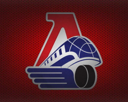Обои на рабочий стол Знак хоккейного клуба Локомотив, Ярославль на красном фоне