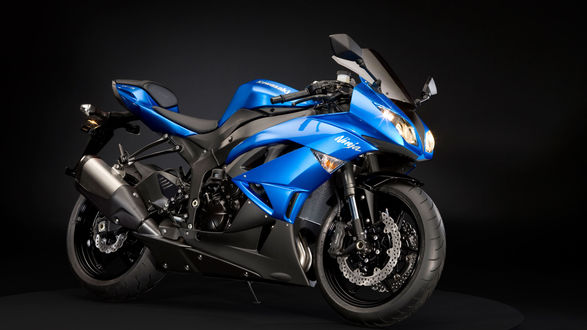 Обои на рабочий стол Синий спорт байк Kawasaki Ninja