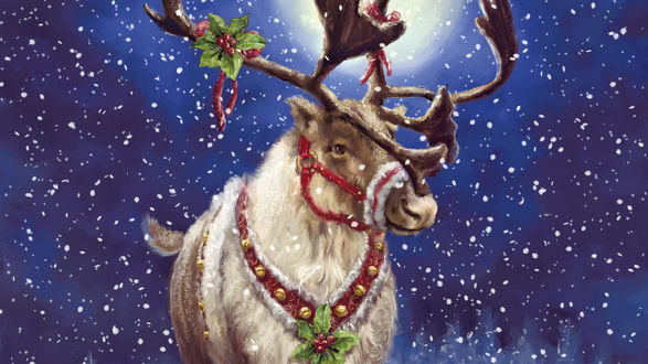 Обои на рабочий стол Олень Санты Клауса / Santa Claus - Рудольф / Rudolf