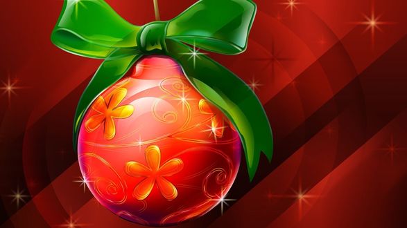 Обои на рабочий стол Нарисованная елочная новогодняя игрушка