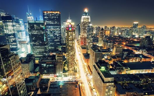Обои на рабочий стол Огни ночного Нью - Йорка / New - York
