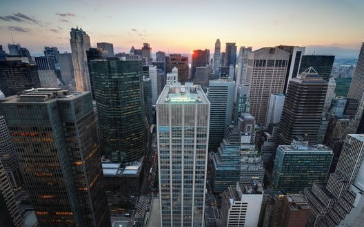 Обои на рабочий стол Закат На Манхэттене / Manhattan, Нью-Йорк / New York City, Америка / The United States
