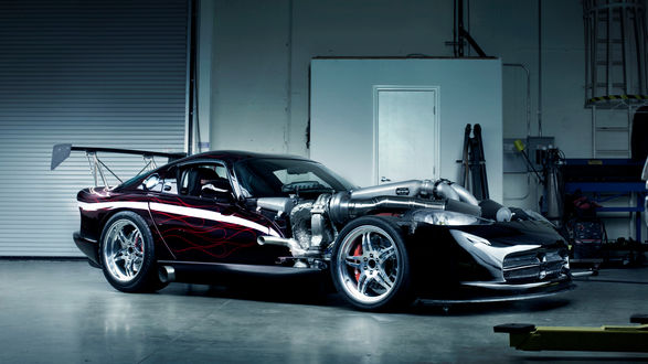 Обои на рабочий стол Dodge Viper / Додж Випер ремонтируется в мастерской