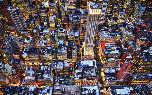Обои на рабочий стол Крыши небоскребов сверху в Нью-Йорке / New York City