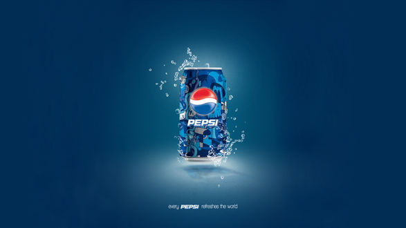 Обои на рабочий стол Pepsi в воде