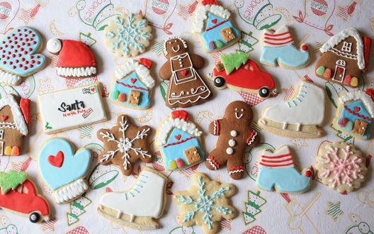 Обои на рабочий стол Фигурки из печенья на Рождество (Santa North Pole Rush)