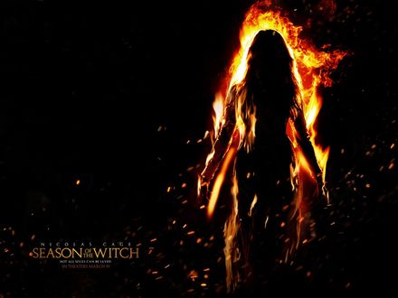 Обои на рабочий стол Горящая ведьма, фильм Время ведьм / Season of the witch (Nicolas Cage, not all souls can be saved, in theaters march 19)