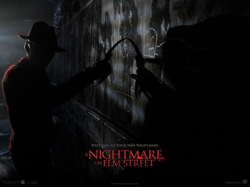 Обои для рабочего стола Фрэдди Крюгер / Freddy Krueger скребет когтем по стене, фильм Кошмар на улице вязов / A Nightmare on Elm Street ( Welcome to Your New Nightmare)