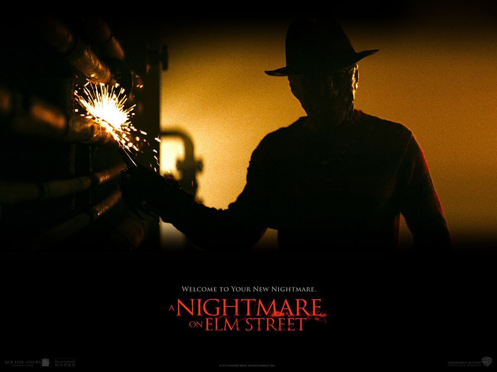 Обои для рабочего стола Фрэдди Крюгер / Freddy Krueger проводит лезвиями на руках по трубам, фильм Кошмар на улице вязов / A Nightmare on Elm Street ( Welcome to Your New Nightmare)