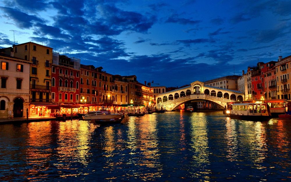 Обои для рабочего стола Мост Риальто / Ponte di Rialto, Гранд канал / Canal Grande, Венеция, Италия