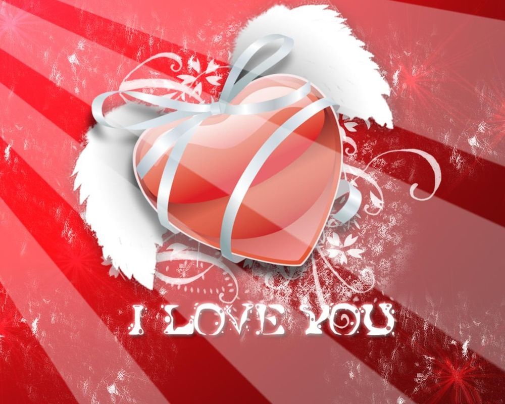 Обои для рабочего стола Крылатое сердце перевязанное летной (I love you)