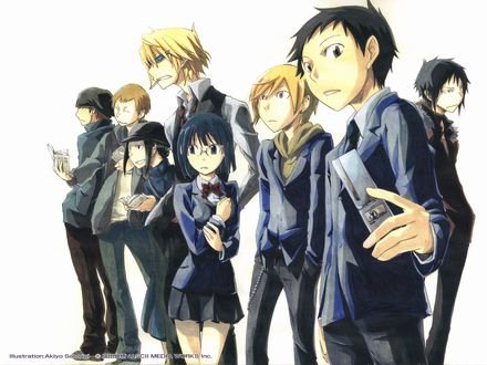 Обои на рабочий стол Персонажи аниме Дюрарара / Durarara (Illustration: Akiyo Satorigi)