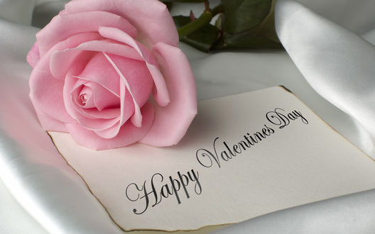 Обои на рабочий стол Роза и записка (Happy Valentines Day / Счастливого Дня Святого Валентина)