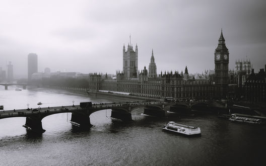 Обои на рабочий стол Лондон / London в тумане (Англия / England)