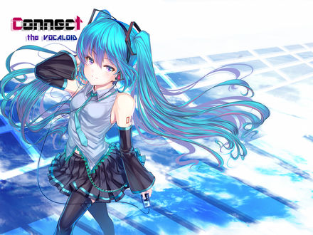 Обои на рабочий стол Вокалоид Хатсуне Мику с плеером (Connect the vocaloid)
