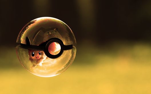 Обои на рабочий стол Милый покемон в стеклянном покеболе, аниме Покемоны / Pokemon