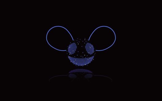 Обои на рабочий стол Deadmau5, синяя неоновая мышь на черном фоне
