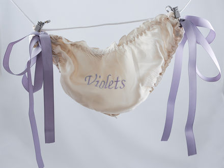 Обои на рабочий стол Женские трусики Violets на веревочке