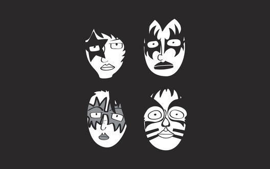 Обои на рабочий стол Маски участников группы Kiss