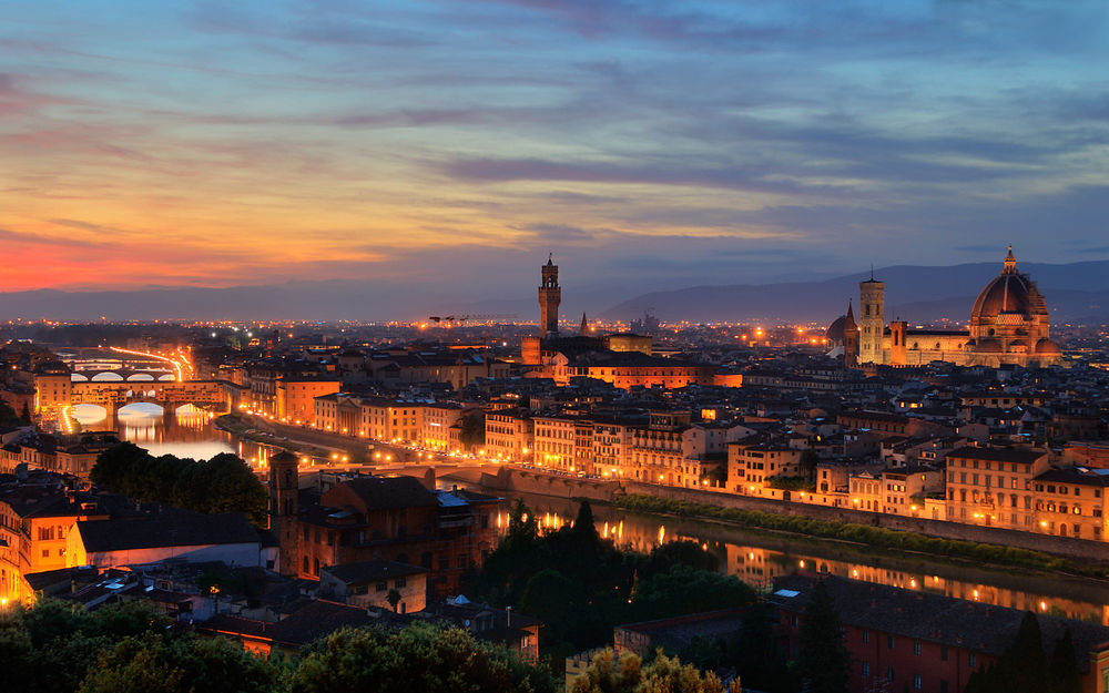 Обои для рабочего стола Вечерняя Флоренция, Италия / Florence, Italy