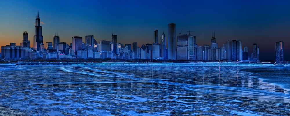 Обои для рабочего стола Chicago / Чикаго в неоновом свете 