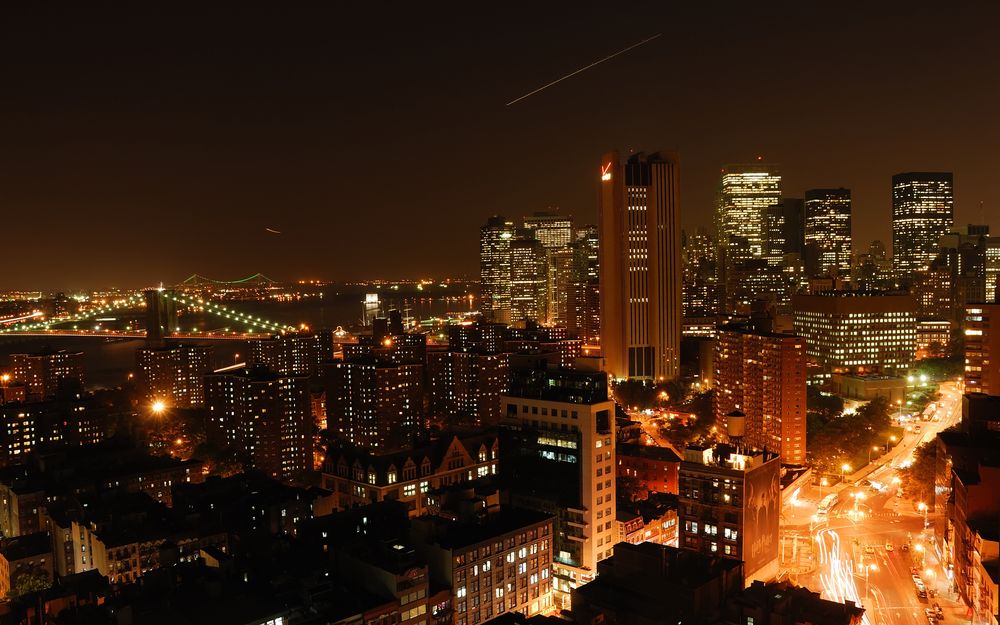 Обои для рабочего стола Вид на ночной Манхэттен / Manhattan 
