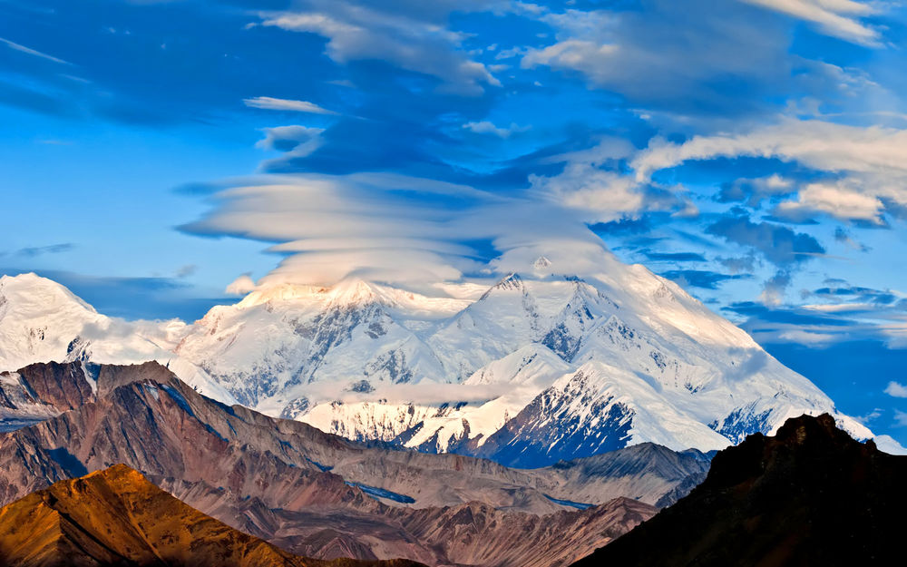 Обои для рабочего стола Гора Мак-Кинли / Mount McKinley, национальный парк Денали / Denali National Park and Preserve, штат Аляска / Alaska, США