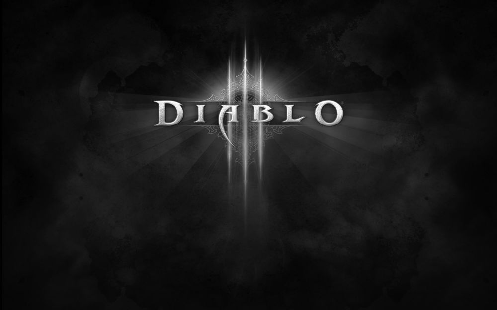 Обои для рабочего стола Лучи исходят от логотипа известной игры Diablo
