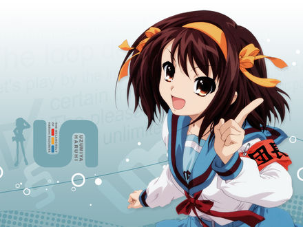Обои на рабочий стол Suzumiya Haruhi / Судзумия Харухи - главная героиня аниме Меланхолия Харухи Судзумии / The Melancholy of Haruhi Suzumiya