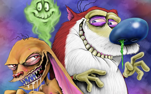 Обои на рабочий стол Ren & Stimpy Show / Шоу Рена и Стимпи, мультфильм про кота и пса