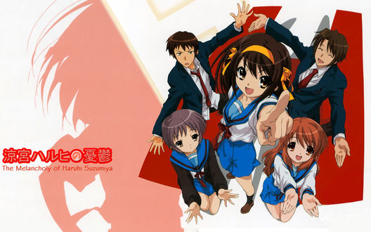 Обои на рабочий стол Команда SOS из аниме Меланхолия Харухи Судзумии (The Melancholy of Haruhi Suzumiya)