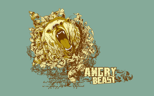 Обои на рабочий стол Голова разъяренного медведя появилась из узора (Angry Beast)