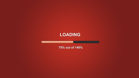 Обои на рабочий стол Полоса загрузки на красном фоне (Loading 75% out of 140%)