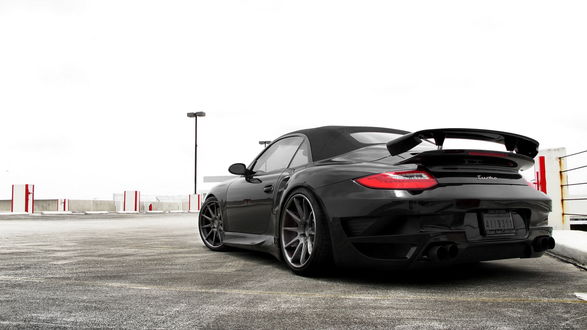 Обои на рабочий стол Авто черный Porsche 997 Turbo / Порш