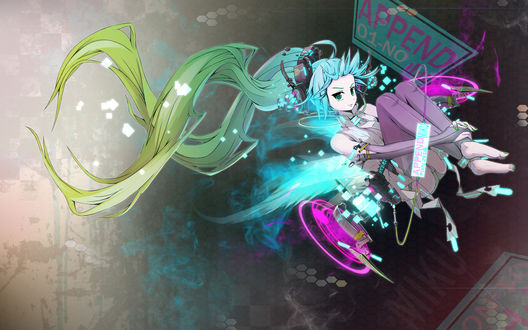 Обои на рабочий стол Вокалоид / Vocaloid Мику Хацунэ / Miku Hatsune (append Miku)