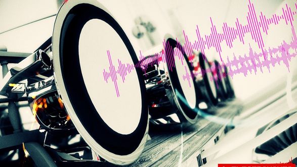 Обои на рабочий стол Из колонок вырывается звук