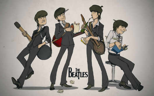 Обои на рабочий стол Карикатура на легендарную группу The Beatles